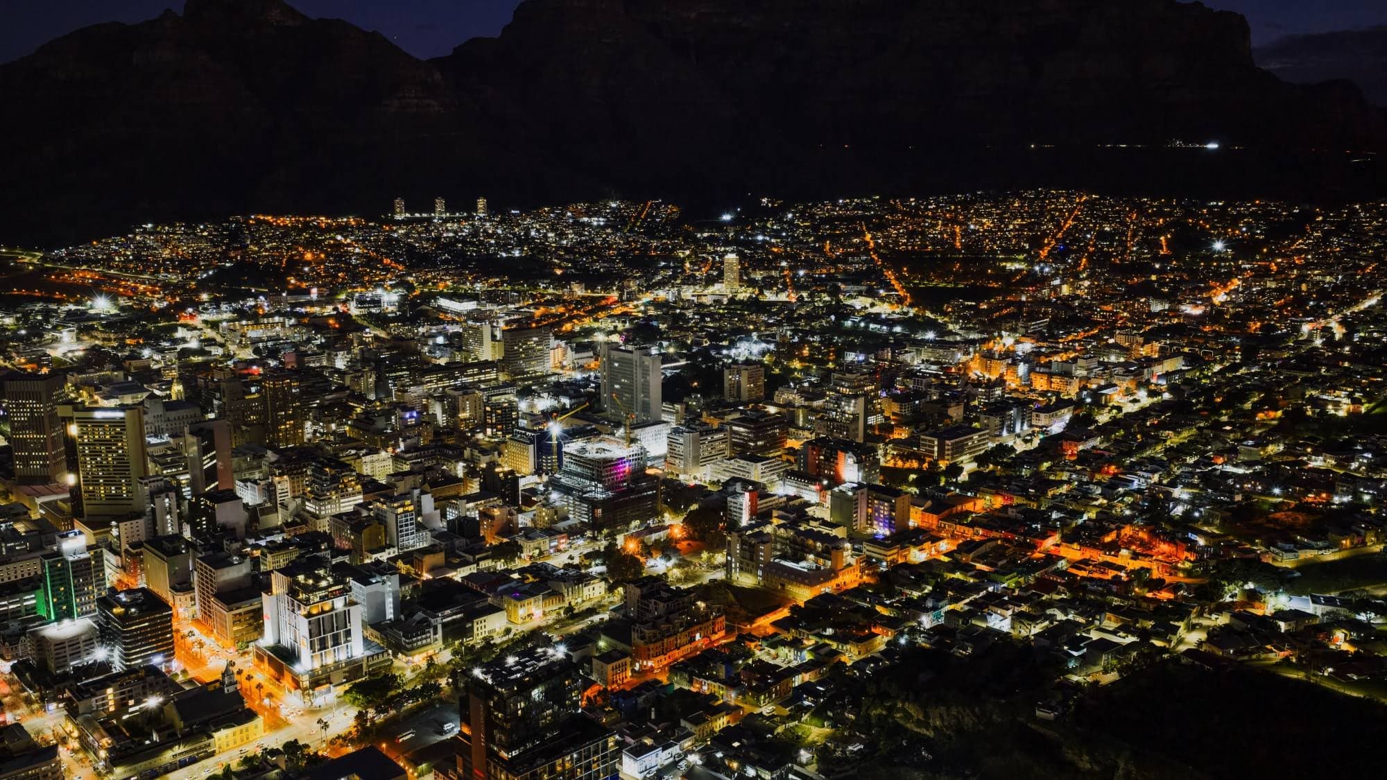 Cape Town at night from above