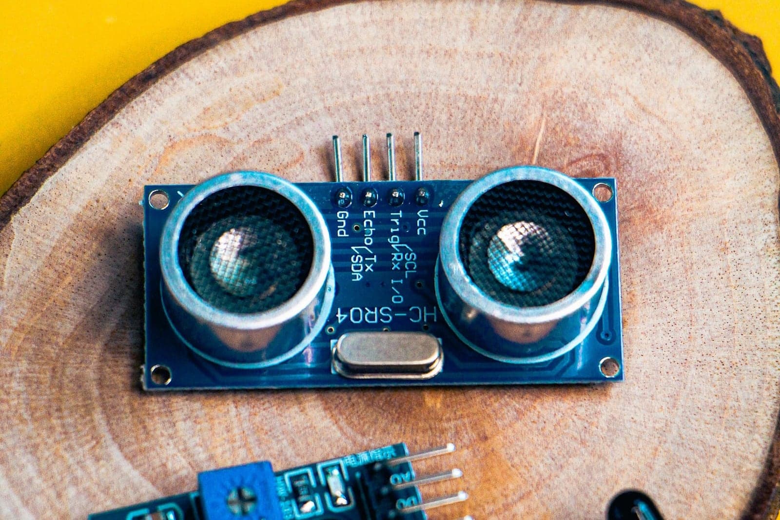 An HC-SR04 ultrasonic sensor
