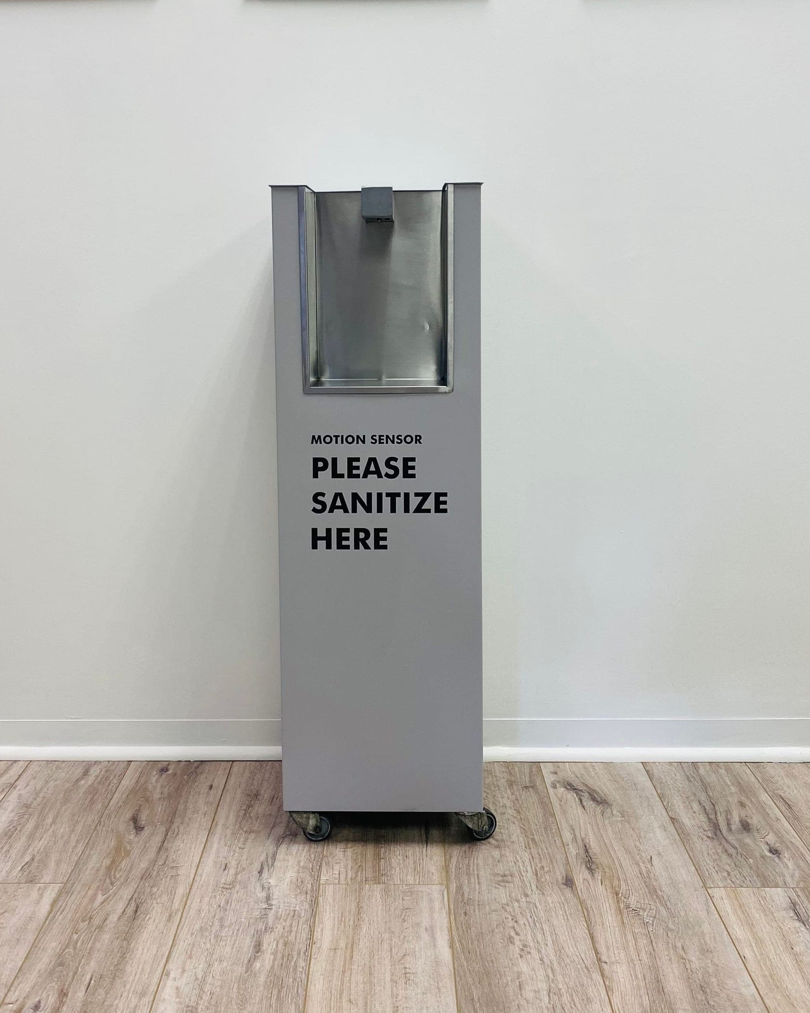 The Handee sanitiser station: a motion-sensor dispenser on wheels