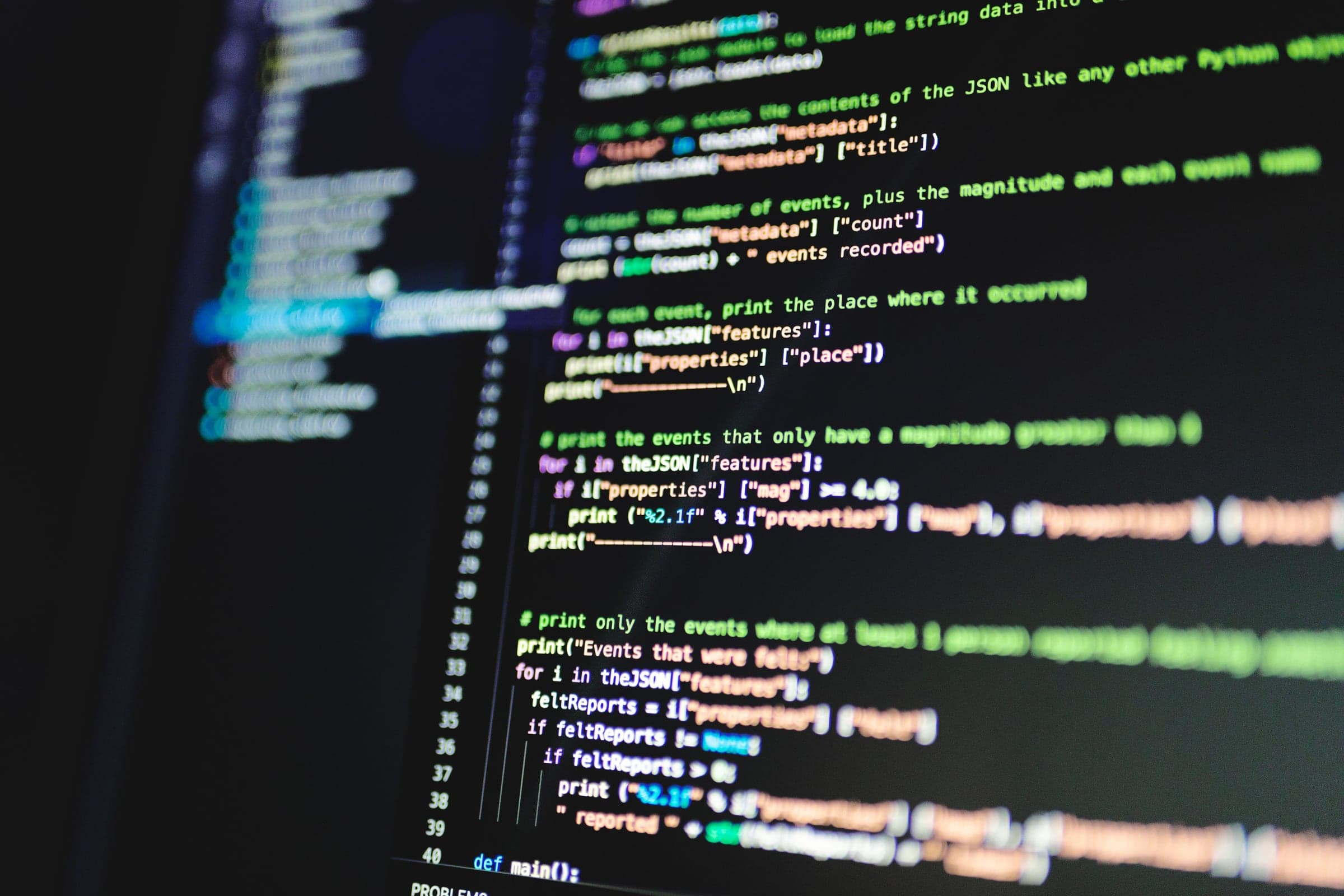 Code on a screen